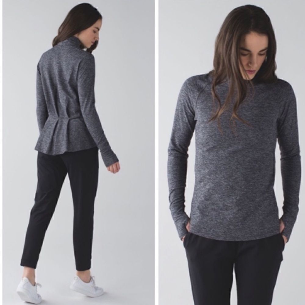 Lululemon Warm Your Core Long Sleeve Pleated Back Top Heathered Gray